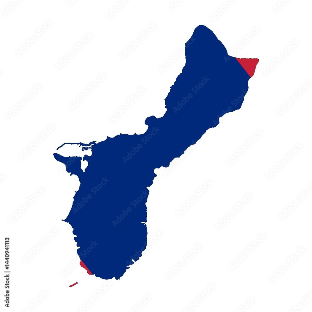 Guam outline map animation with flag colors