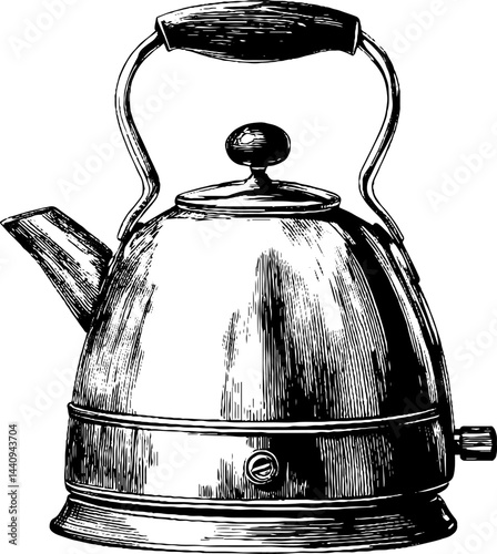 Vintage engraved electric kettle design for classic kitchen decor
