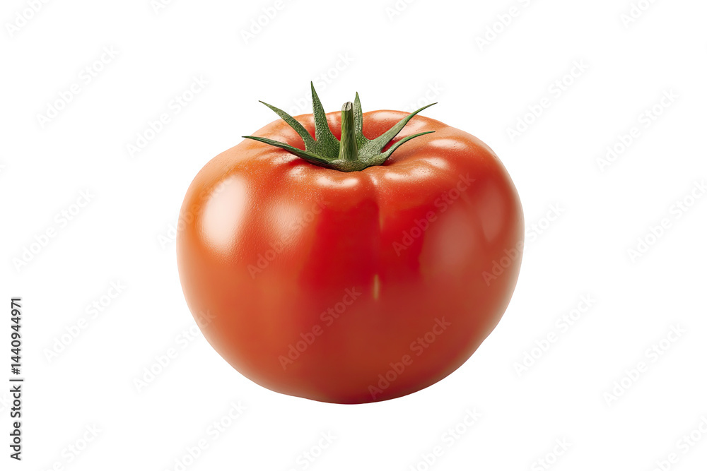 Single ripe red tomato isolated on fresh vegetable food diet farm juicy on transparent background