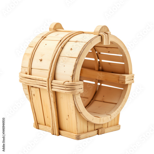 Wooden barrel for storage and decoration purposes. photo