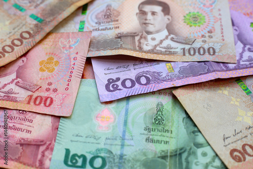 Bilde på lerret Banknotes of the Thai baht money