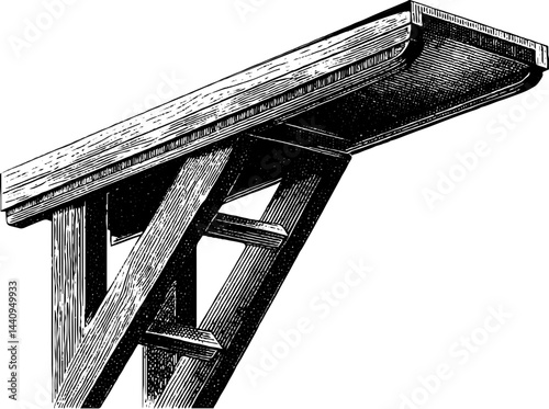 Vintage diving board engraving for retro design and art projects