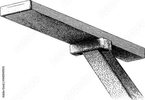 Engraved illustration of diving board in black and white for design inspiration