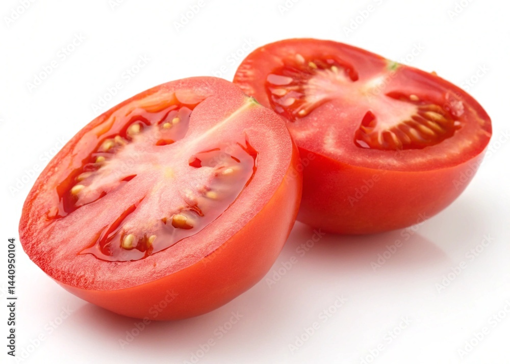 slice of tomato on a white background slice of tomato on a white background