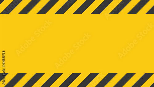 Caution warning background with black and yellow hazard stripes. Construction safety template, attention zone, alert area. Industrial danger design for banner, poster, and web projects.