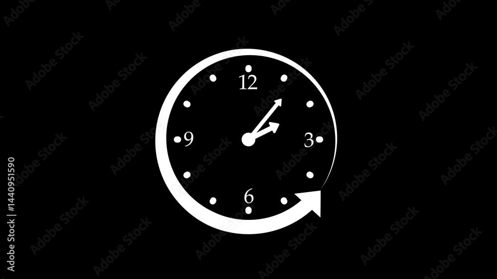 custom made wallpaper toronto digitalMinimalist Clock Icon with Counterclockwise Arrow, Minimal Flat Stopwatch Clock Animation