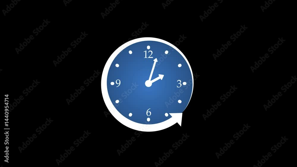 Minimalist Clock Isolated with Arrow Animation, Countdown Timer Concept with Analog Clock Minimalist Clock Isolated with Arrow Animation, Countdown Timer Concept with Analog Clock
