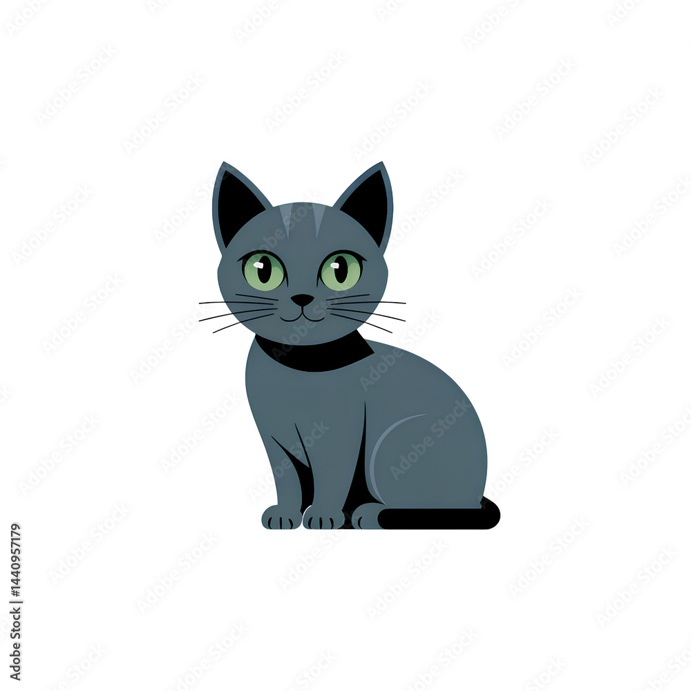 Obraz premium Black cat on white background