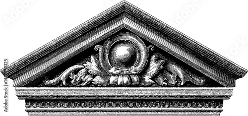 Intricate engraved greek pediment design for architectural inspiration