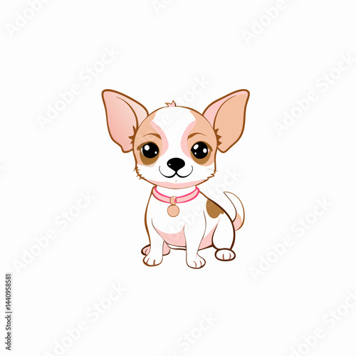 Cute animated Chihuahua dog sitting against a plain background  