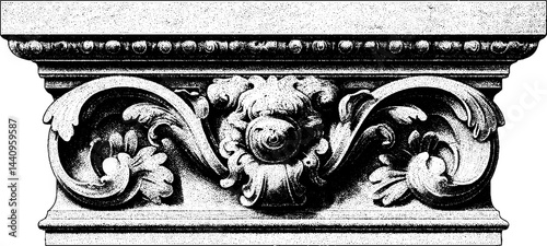 Ornate carved granite slab with intricate engravings for architectural design