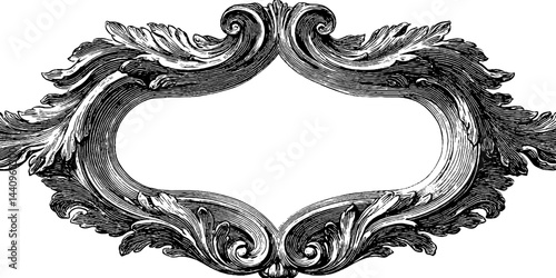 Intricate baroque frame engraving design for elegant decor or print use