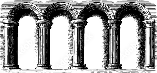 Architectural illustration of triforium and arcade columns for historical design