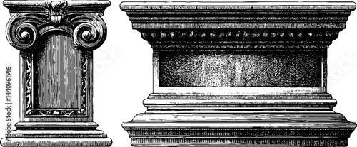 Classic architectural design elements: engraved illustrations of entablature blocks for artistic inspiration