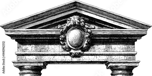 Engraved architectural illustration set featuring detailed architrave design elements