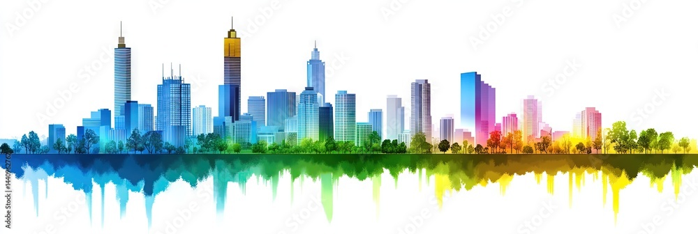 Obraz premium 2d vector melbourne downtown skyline
