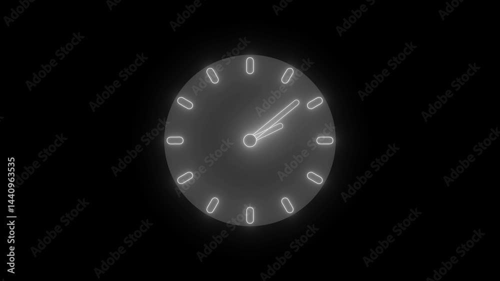 Minimal Neon Clock Animation with Glow Effect Minimal Neon Clock Animation with Glow Effect