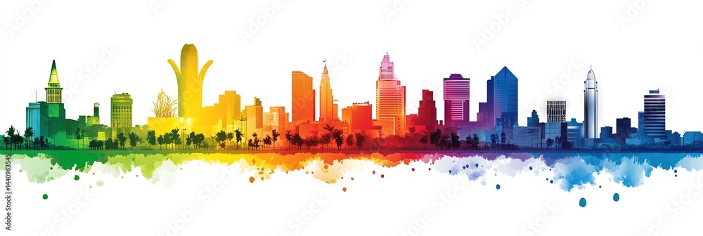 Obraz premium 2d vector tijuana downtown skyline -