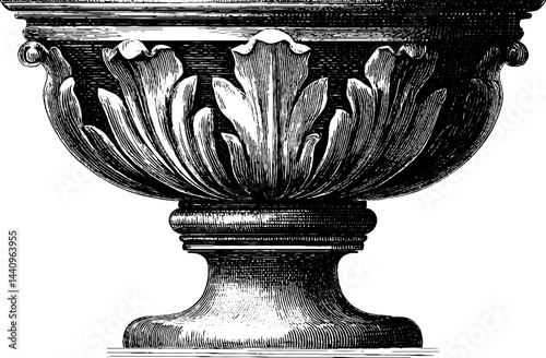 Engraved ornamental urn design for decorative arts and historical studies