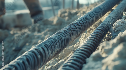 Obraz na płótnie Reinforcement Steel Bars on a Construction Site w salonie