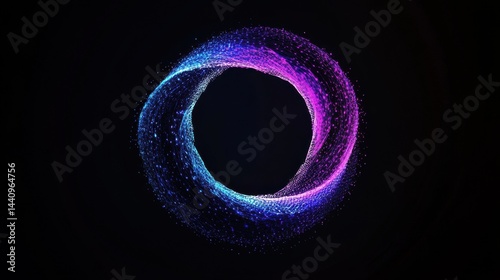 Digital blue and purple tech circle on dark background. Science, futuristic digital technologies concept.