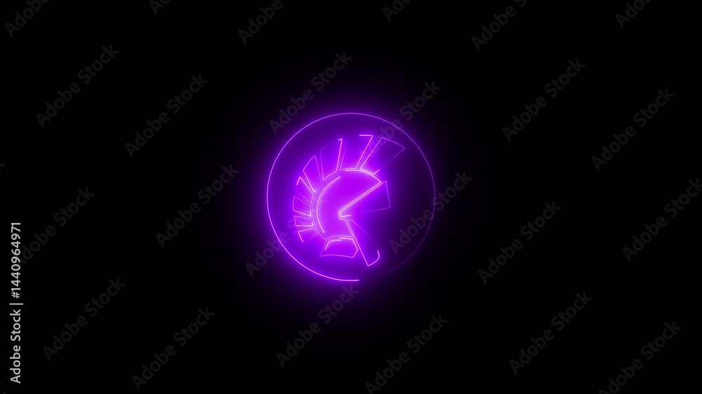 Glowing neon Delphi icon animation on black background Glowing neon Delphi icon animation on black background