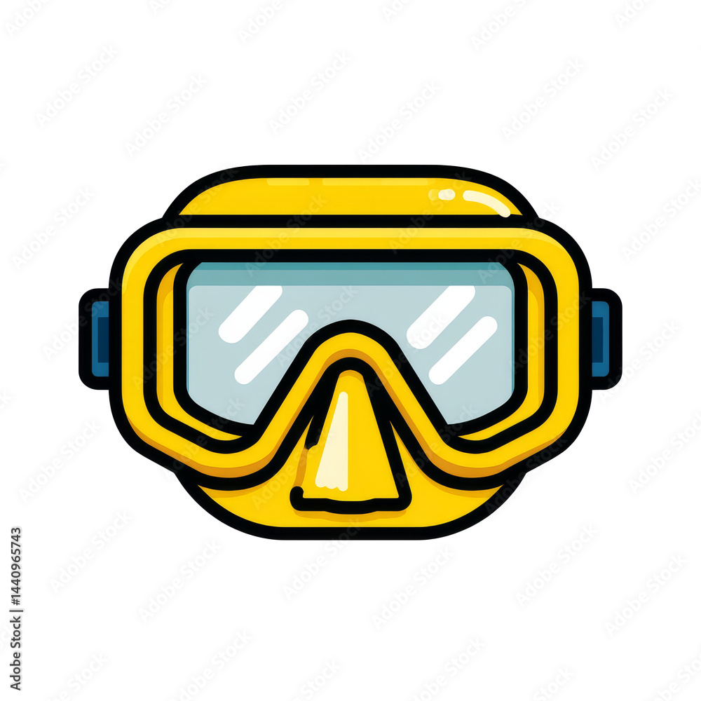 Bright yellow diving mask design suitable for underwater activities and snorkeling adventures