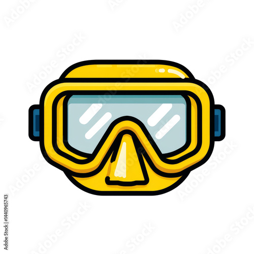 Bright yellow diving mask design suitable for underwater activities and snorkeling adventures