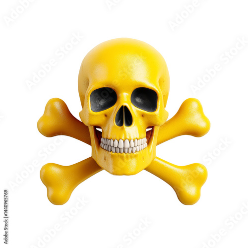 Obraz na płótnie Yellow skull and crossbones design used for decoration or warning signs in various contexts w salonie