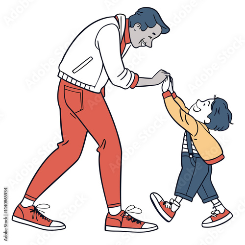 Father and son enjoying a playful moment