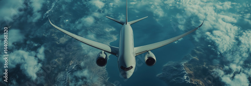 airplane flying over the earth.