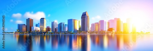 3d vector san diego downtown skyline 