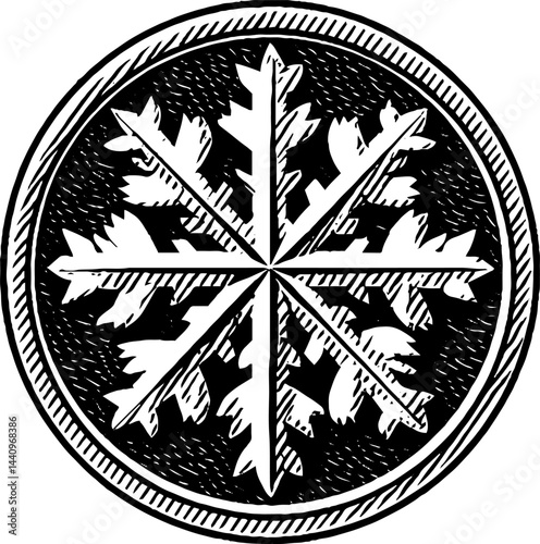 Engraved snowflake design symbolizing winter chill and cold snap