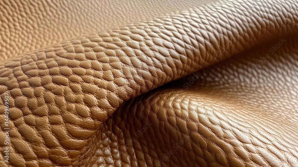Close-up of textured brown leather surface with natural grain detail