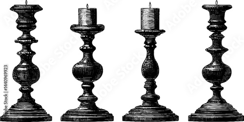 Engraved vintage candelabra set perfect for interior design and decoration projects
