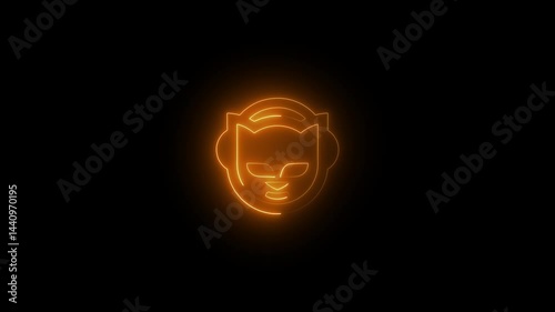 Glowing neon Napster icon isolated on black background. HD Video motion graphic animation