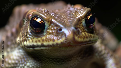 Close-up View of Exotic Toad with Textured Skin and Big Eyes