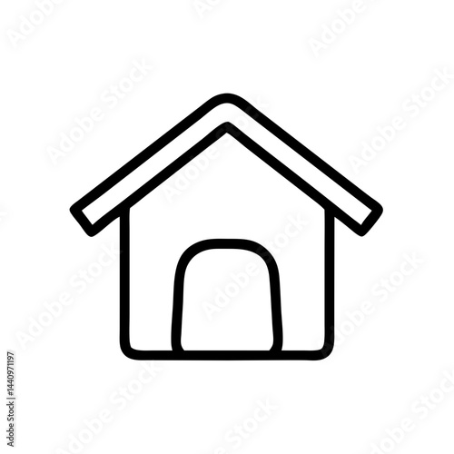 Outline of a Dog House in Minimalist Style, icon, vector 