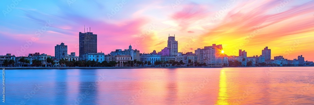 Obraz premium cinematic havana cuba downtown skyline