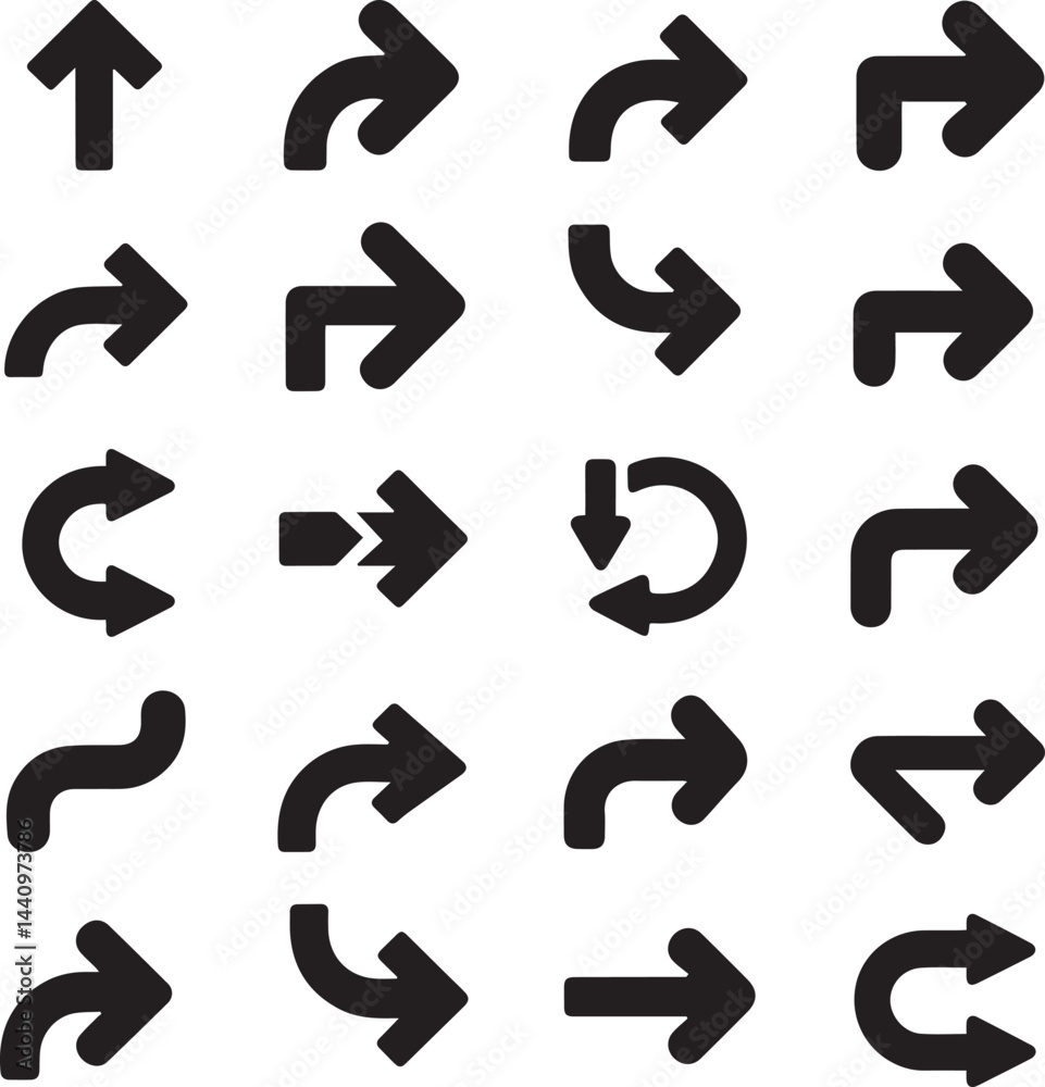 Collection of Diverse Arrow Icons with Various Directions Collection of Diverse Arrow Icons with Various Directions