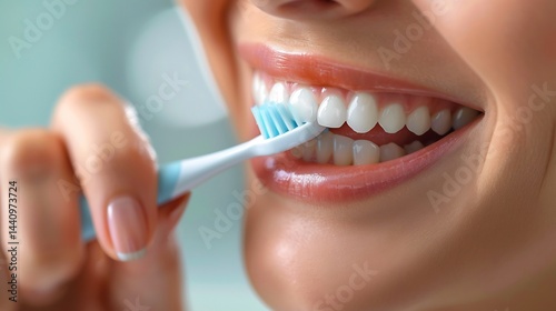 Close up of a person using a soft bristled toothbrush on sensitive teeth