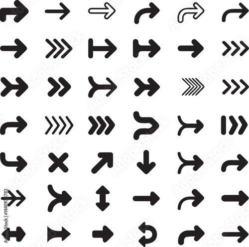 Collection of Diverse Arrow Icons with Various Directions