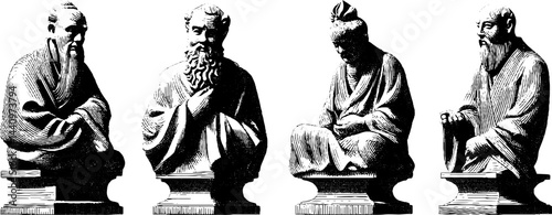 Elegant porcelain figurine engravings featuring timeless characters for decorative design