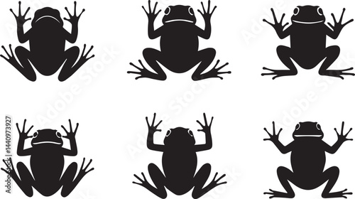 Frog Silhouettes in Varied Poses