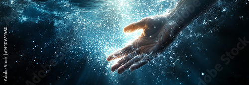 Obraz na płótnie Jesus reaching into the depths to save someone: w salonie