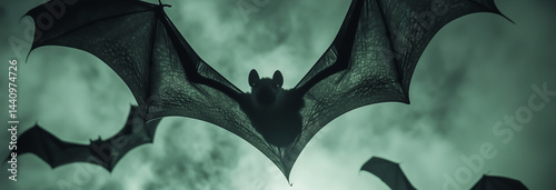 Obraz na płótnie scary bats flying at night w salonie