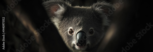 Obraz na płótnie stunning photo of a A koala joey peeking out from behind its mother. w salonie