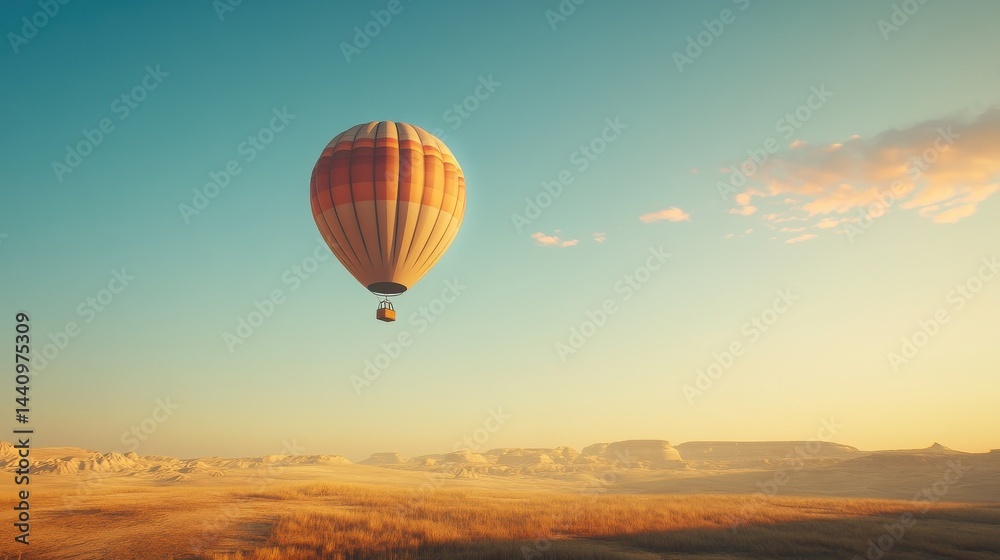Naklejka premium Colorful hot air balloon floating in clear sky