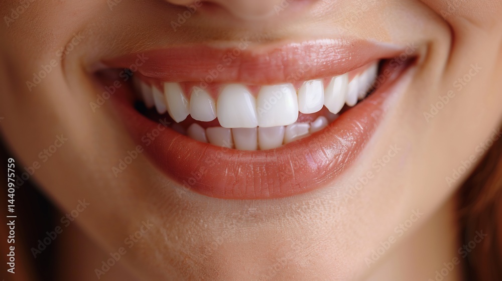 Fototapeta premium Close up of a smiling mouth with a perfectly fitted dental implant