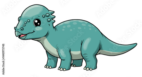 Charming Cartoon Pachycephalosaurus Rendered As A Cute Vector Image With Soft Colors And Shadows